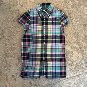 Ralph Lauren Plaid Romper - Size 12M